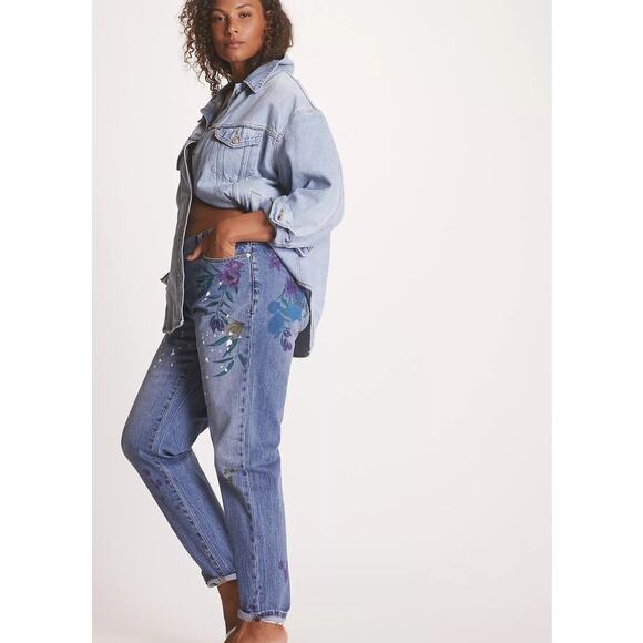 Pilcro Boyfriend Mid-Rise Detailed Jeans - New 33 Tall - Picture 4 of 6